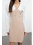Moda Stil Fitted Gömlek Yaka Mini Boy Düz Vücudu Saran Dokuma Elbise 4