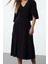 Moda Stil Regular V Yaka Maxi Boy Düz Pelerinli Esnek Örme Elbise 1