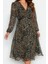 Moda Stil Regular Kruvaze Midi Boy Kemerli A Kesim Yaka Desenli Şifon Elbise Dokuma Elbise 4