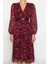 Moda Stil Regular Kruvaze Midi Boy Kemerli A Kesim Yaka Desenli Şifon Dokuma Elbise 3