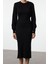 Moda Stil Regular Bisiklet Yaka Midi Boy Triko A-Line Formda Elbise 3