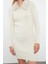Moda Stil Slim Polo Yaka Mini Boy Triko Suni Kürk Detaylı Elbise 4