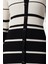 Moda Stil Slim Polo Yaka Midi Boy Triko Renk Bloklu Çizgili Elbise 4