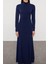 Moda Stil Regular Dik Yaka Maxi Boy Düz Fitted Vücuda Oturan Esnek Örme Elbise 3