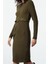 Moda Stil Regular Kayık Yaka Midi Boy Triko Kemerli Elbise 1