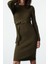 Moda Stil Regular Kayık Yaka Midi Boy Triko Kemerli Elbise 4
