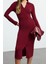 Moda Stil Slim Düğmeli Yaka Maxi Boy Düz Polo Yaka Fitted Vücuda Oturan Patlı Esnek Örme Elbise 1