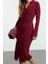 Moda Stil Slim Düğmeli Yaka Maxi Boy Düz Polo Yaka Fitted Vücuda Oturan Patlı Esnek Örme Elbise 4