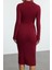 Moda Stil Slim Düğmeli Yaka Maxi Boy Düz Polo Yaka Fitted Vücuda Oturan Patlı Esnek Örme Elbise 5