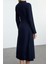 Moda Stil Regular Bisiklet Yaka Midi Boy Shift Düz Kesim Saten Dokuma Elbise 5