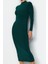 Moda Stil Slim Dik Yaka Maxi Boy Fitted Vücuda Oturan Esnek Örme Elbise 1