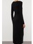 Moda Stil Fitted Kare Yaka Midi Boy Düz Bodycone Vücuda Oturan Esnek Örme Elbise 2