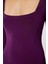 Moda Stil Fitted Kare Yaka Midi Boy Düz Bodycone Vücuda Oturan Esnek Örme Elbise 5