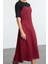 Moda Stil Regular Bisiklet Yaka Midi Boy Düz Dokuma Elbise 4