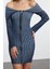 Moda Stil Slim Devrik Yaka Mini Boy Triko Premium Iplik Özel Iplik Yıkama Efektli Elbise 4