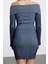 Moda Stil Slim Devrik Yaka Mini Boy Triko Premium Iplik Özel Iplik Yıkama Efektli Elbise 5