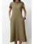 Moda Stil Relaxed Bisiklet Yaka Midi Boy Cepli Premium A-Line Örme Elbise 2