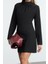 Moda Stil Regular Dik Yaka Mini Boy A Kesim Dokuma Elbise 1