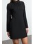 Moda Stil Regular Dik Yaka Mini Boy A Kesim Dokuma Elbise 4