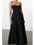 Moda Stil Regular Kalp Yaka Maxi Boy Drape Detaylı Dokuma Elbise 4