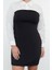 Moda Stil Fitted Gömlek Yaka Mini Boy Büyük Beden -Beyaz Bodycone Straplez Finike Gömlek Elbise 4