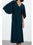 Moda Stil Regular V Yaka Maxi Boy Düz Düz Pelerinli Esnek Örme Elbise 1