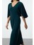Moda Stil Regular V Yaka Maxi Boy Düz Düz Pelerinli Esnek Örme Elbise 4