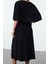 Moda Stil Regular V Yaka Maxi Boy Düz Düz Pelerinli Esnek Örme Elbise 5