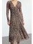 Moda Stil Regular V Yaka Midi Boy A-Line Örme Elbise 1