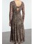 Moda Stil Regular V Yaka Midi Boy A-Line Örme Elbise 2