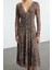 Moda Stil Regular V Yaka Midi Boy A-Line Örme Elbise 3