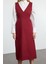 Moda Stil Regular V Yaka Midi Boy Düz Dokuma Elbise 3