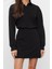 Moda Stil Regular Polo Yaka Mini Boy Düz Vücuda Oturan Örme Elbise 1
