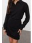 Moda Stil Regular Polo Yaka Mini Boy Düz Vücuda Oturan Örme Elbise 4
