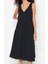 Moda Stil Relaxed V Yaka Midi Boy Rahat Kesim Dokuma Elbise 1