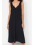 Moda Stil Relaxed V Yaka Midi Boy Rahat Kesim Dokuma Elbise 3
