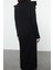 Moda Stil Relaxed Bisiklet Yaka Maxi Boy Tesettür Fırfır Detaylı Triko Elbise 5