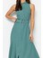 Moda Stil Regular Halter Yaka Maxi Boy Kemerli Dokuma Gömlek Elbise 2