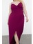 Moda Fitted Kalp Yaka Maxi Büyük Beden Yırtmaçlı Uzun Astarlı Abiye Gece Mezuniyet Nişan Elbise 1