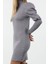 Moda Stil Slim Dik Yaka Mini Boy Fitted Vücuda Oturan Esnek Örme Elbise 4