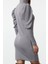Moda Stil Slim Dik Yaka Mini Boy Fitted Vücuda Oturan Esnek Örme Elbise 5