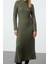 Moda Stil Regular Bisiklet Yaka Maxi Boy Düz Dokulu A-Line Esnek Örme Elbise 1