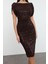 Moda Stil Fitted Kayık Yaka Midi Boy Vücuda Oturan Parıltılı Örme Payet Şık Abiye Elbise 4
