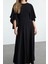 Moda Stil Relaxed Bisiklet Yaka Maxi Boy Kalıp Skater Esnek Örme Elbise 1