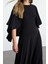 Moda Stil Relaxed Bisiklet Yaka Maxi Boy Kalıp Skater Esnek Örme Elbise 4