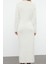 Moda Stil Regular V Yaka Maxi Boy Triko Yünlü Basic Elbise 5