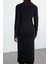 Moda Stil Regular Kruvaze Midi Boy Triko Düz Elbise 5