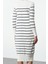 Moda Stil Regular Bisiklet Yaka Midi Boy Elbise Premium Iplik Özel Iplik Triko Basic Çizgili 2