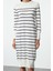 Moda Stil Regular Bisiklet Yaka Midi Boy Elbise Premium Iplik Özel Iplik Triko Basic Çizgili 3