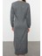 Moda Stil Fitted Bisiklet Yaka Maxi Boy Tesettür Triko Düğmeli Elbise 5